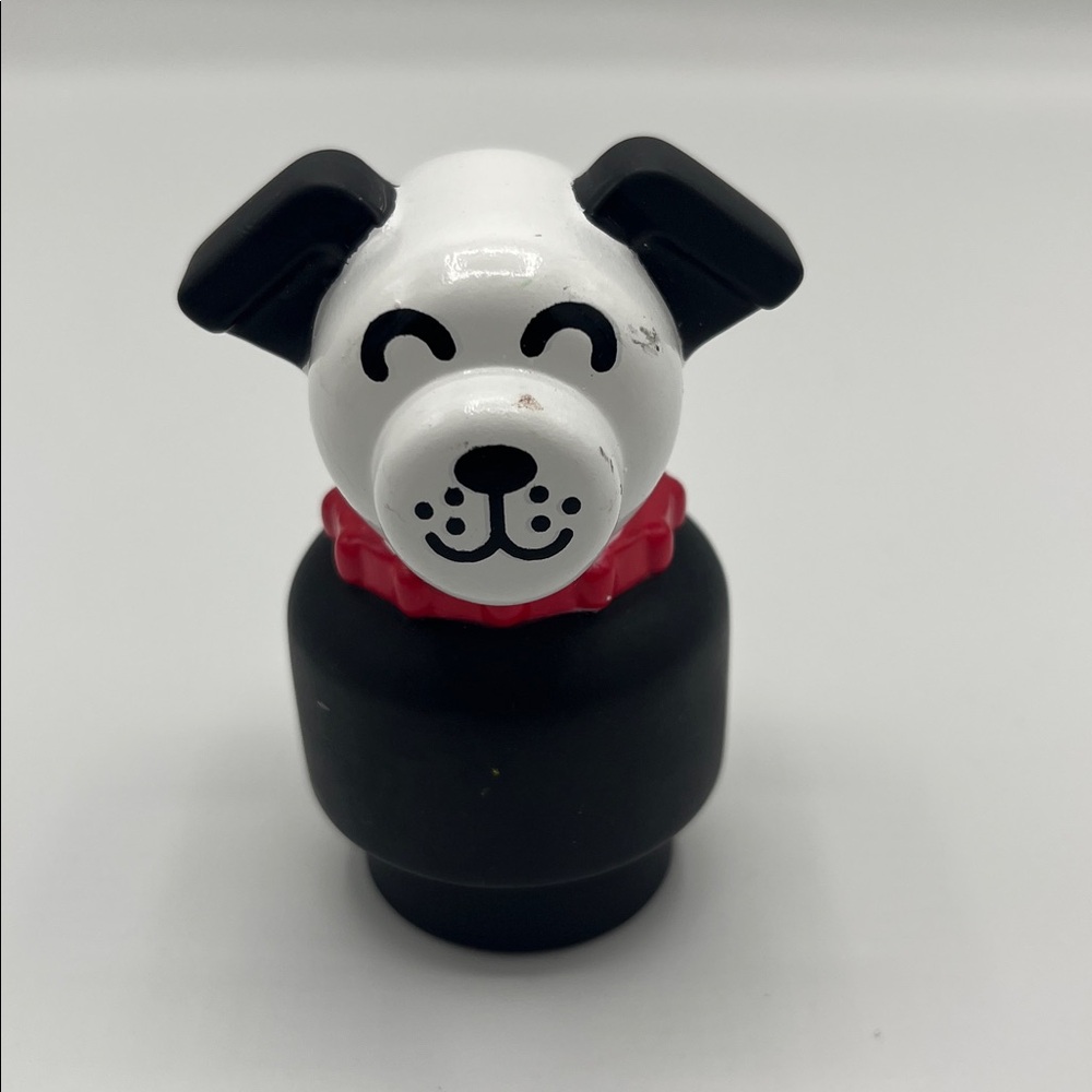 2008 Fisher Price Little People Lucky Dog Black & White With Red Collar